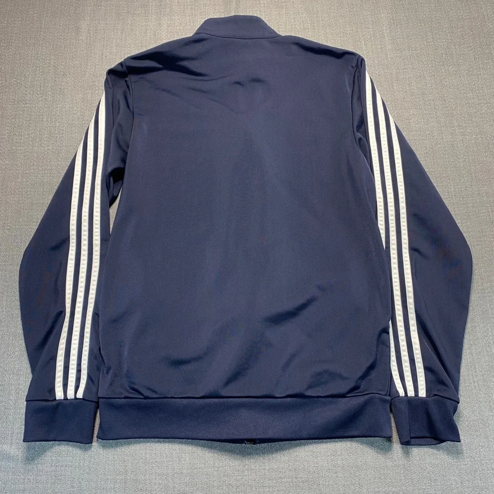 Adidas Mens Navy Blue Three Stripe Full Zip Track Jacket Sportswear Small